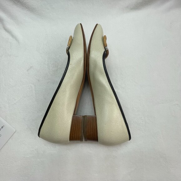 Vintage Salvatore Ferragamo Womens Ivory Leather Loafers Woven Buckle - Picture 5 of 9